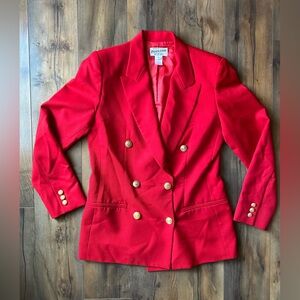 Vintage Pendleton Red Double Breasted Wool Blazer Gold Buttons Sz 4